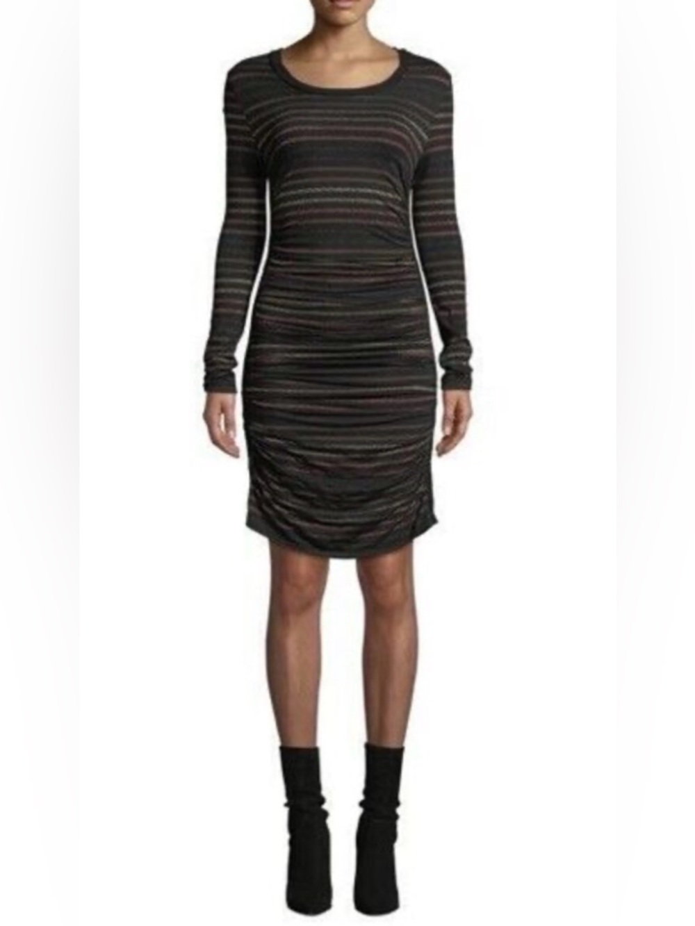 Veronica Beard Black Striped Long-Sleeve Bodycon Dress